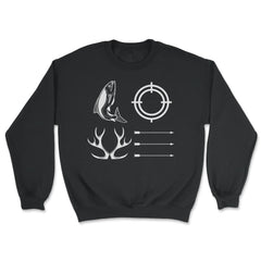 Funny Love Fishing And Hunting Antler Fish Target Arrow design - Unisex Sweatshirt - Black
