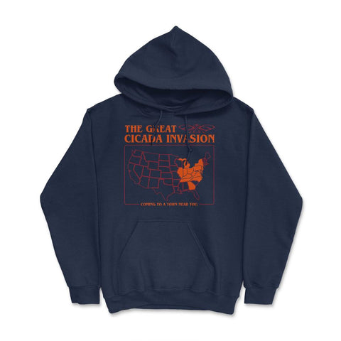 Cicada Invasion Coming to These States in US Map Cool graphic Hoodie - Navy