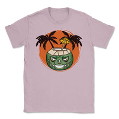 Hawaiian Halloween Coconut Face Jack O Lantern Scary graphic Unisex - Light Pink