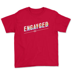 Engayged Rainbow Flag Gay Pride Engaged Design product Youth Tee - Red