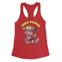 Worm Farmer Funny Character Composting & Farming Gift design Women's - Red
