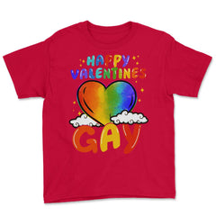Happy Valentines Gay Rainbow Pride Gift print Youth Tee - Red