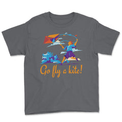 Go fly a kite! Kite Flying Design product Youth Tee - Smoke Grey