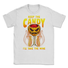 Halloween Wine Glass Spooky Jack o Lantern Unisex T-Shirt - White
