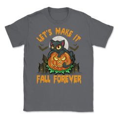 Funny & Cute Cat with Jack o Lantern Halloween Unisex T-Shirt - Smoke Grey