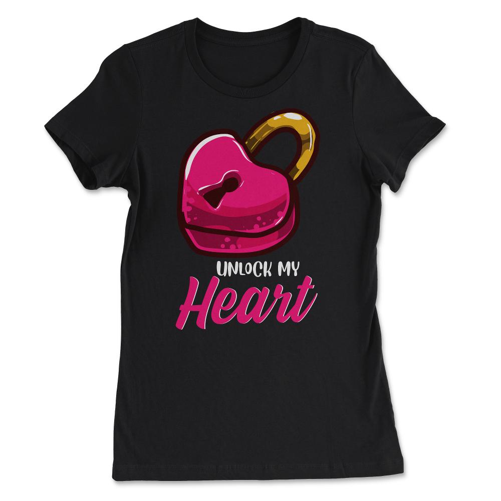 Unlock my Heart Padlock Funny Humor Valentine Couple gift graphic - Women's Tee - Black