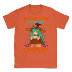 Halloween Cute Chibi Anime Witch Cosplay Manga Unisex T-Shirt - Orange