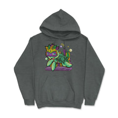 Mardi Gras Turtle with beads & mask Funny Gift product Hoodie - Dark Grey Heather