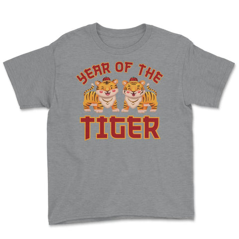 Year of the Tiger 2022 Chinese Tiger Cubs With Chinese Hats print - Grey Heather