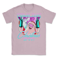 Retro Vaporwave Santa XMAS Spirit Funny Drinking Humor Unisex T-Shirt - Light Pink