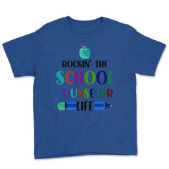 Funny Rockin' The School Counselor Life Pencil Apple Gag design Youth - Royal Blue