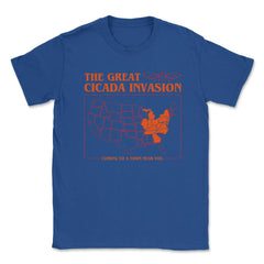 Cicada Invasion Coming to These States in US Map Cool graphic Unisex - Royal Blue