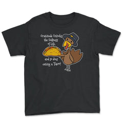 Gratitude & Tacos Turkey Funny Thanksgiving Design product - Youth Tee - Black