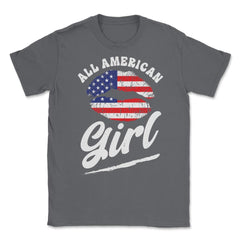 All American Girl Patriotic USA Flag Grunge Style graphic Unisex - Smoke Grey