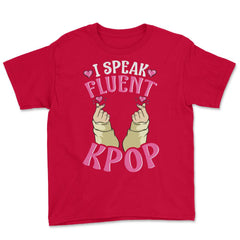 I speak Fluent K-Pop Korean Love Sign Fingers for Music Fans print - Red