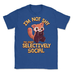 Kawaii Red Panda I’m Not Shy I’m Selectively Social Meme graphic - Royal Blue