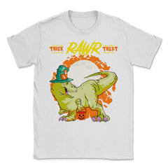 Trick Roar Treat Halloween Funny T-Rex Dinosaur Unisex T-Shirt - White