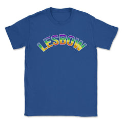 Lesbow Rainbow Word Arc Gay Pride t-shirt Shirt Tee Gift Unisex - Royal Blue