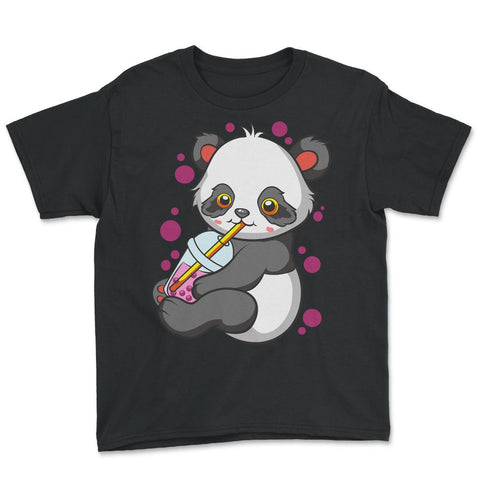 Boba Tea Bubble Tea Cute Kawaii Panda Gift design Youth Tee - Black