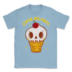 Cute as Hell Funny Skull Ice Cream Halloween Unisex T-Shirt - Light Blue