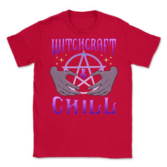 Witchcraft and Chill Occult Pentagram Halloween Unisex T-Shirt - Red