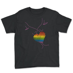 Rainbow Flag Kiss Gay Pride product Youth Tee - Black