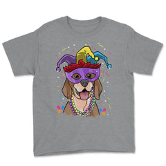Mardi Gras Beagle with Jester hat & masquerade mask Funny product - Grey Heather