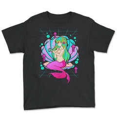 Anime Mermaid Gamer Pastel Theme Vaporwave Style Gift graphic Youth - Black