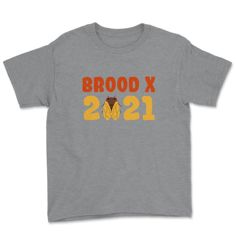 Cicada Brood X 2021 Reemergence Theme Design graphic Youth Tee - Grey Heather