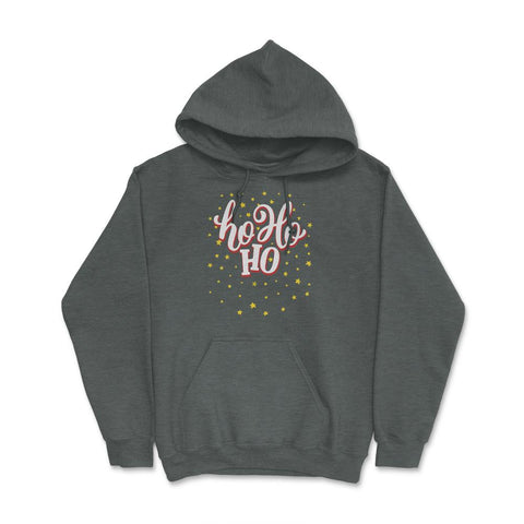 HO HO HO With stars Christmas Typography Fun T-Shirt Tee Gift Hoodie - Dark Grey Heather