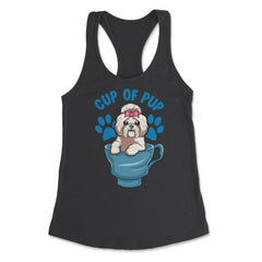 Shih Tzu Cup of Pup Cute Funny Puppy graphic Women's Racerback Tank - Black