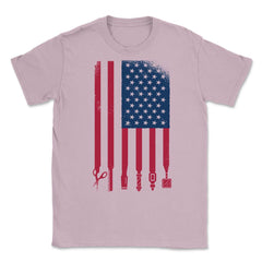 Barber Patriotic USA Flag Barber Tools Meme Grunge product Unisex - Light Pink
