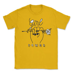 Girl Power Flower T-Shirt Feminism Shirt Top Tee Gift Unisex T-Shirt - Gold