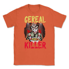 Cereal Killer Criminal with bloody knives Hallowee Unisex T-Shirt - Orange