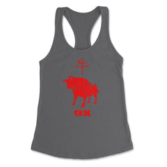 Ox and symbol Grunge Style Design Gift design Women's Racerback Tank - Dark Grey