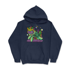 Mardi Gras Turtle with beads & mask Funny Gift product Hoodie - Navy