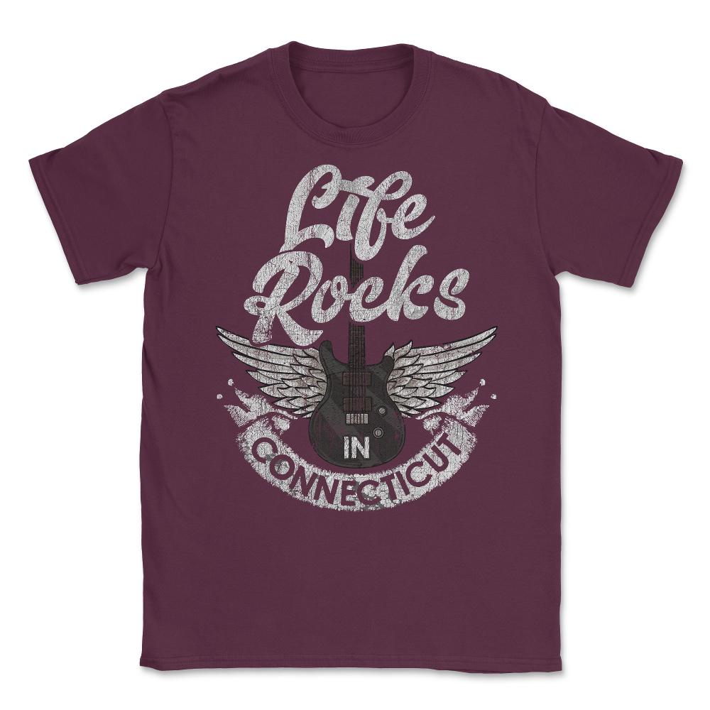Life Rocks In Connecticut Electric Guitar With Wings print Unisex - Maroon