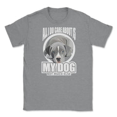 All I do care about is my Pitbull Terrier T Shirt Tee Gifts Shirt - Grey Heather