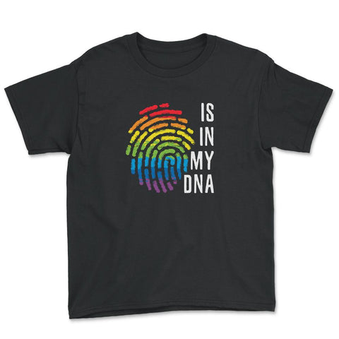 Is In My DNA Rainbow Flag Gay Pride Fingerprint Design design Youth - Black