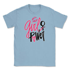 Girl Power Female Symbol T-Shirt Feminism Shirt Top Tee Gift (2) - Light Blue