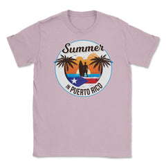 Summer in Puerto Rico Surfer Puerto Rican Flag T-Shirt Tee Unisex - Light Pink