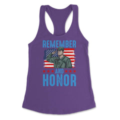 Remember and Honor Memorial Day US Flag Military Patriot design - Purple