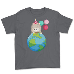Happy Earth Day Llama Funny Cute Gift for Earth Day product Youth Tee - Smoke Grey