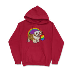 Funny Shih Tzu Dog Rainbow Pride design Hoodie - Red