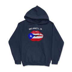 Boricua Kiss Puerto Rico Flag T-Shirt  Hoodie - Navy