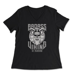 Badass Viking in Training Viking Skull Lovers Design design - Women's V-Neck Tee - Black