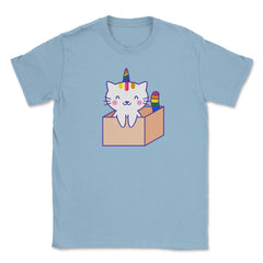 Caticorn Rainbow Gay Pride product Unisex T-Shirt - Light Blue