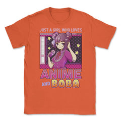Just A Girl Who Loves Anime And Boba Gift Bubble Tea Gift graphic - Orange