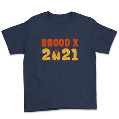 Cicada Brood X 2021 Reemergence Theme Design graphic Youth Tee - Navy