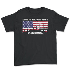 Patriotic Construction Worker Keeping The World Running product - Youth Tee - Black